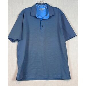 Greg Norman ML75 Play Dry Mens Blue Micro Stripe Golf Polo Shirt Size Med. Prep